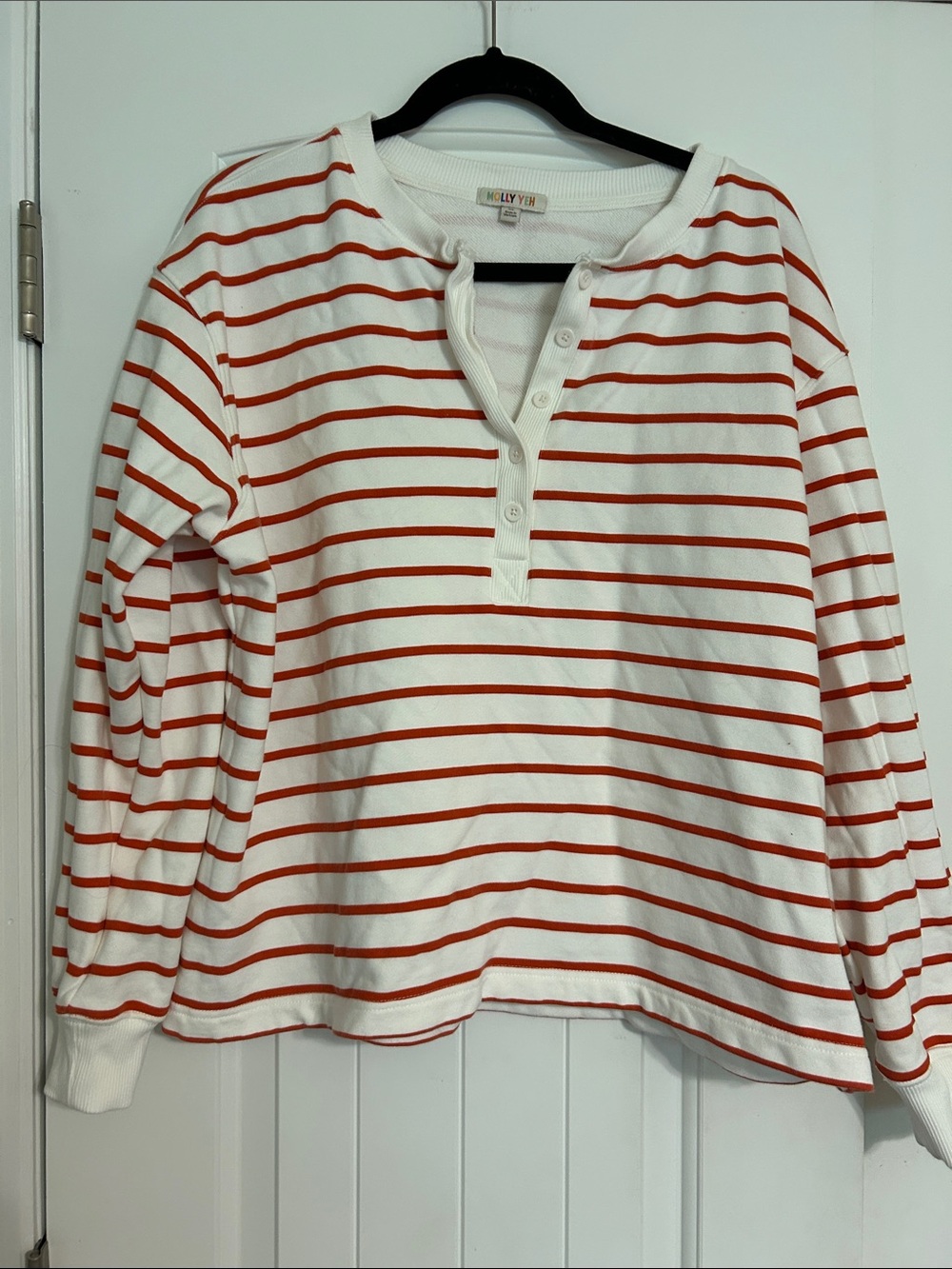 Molly Yeh White & Red Striped Long-Sleeve Henley